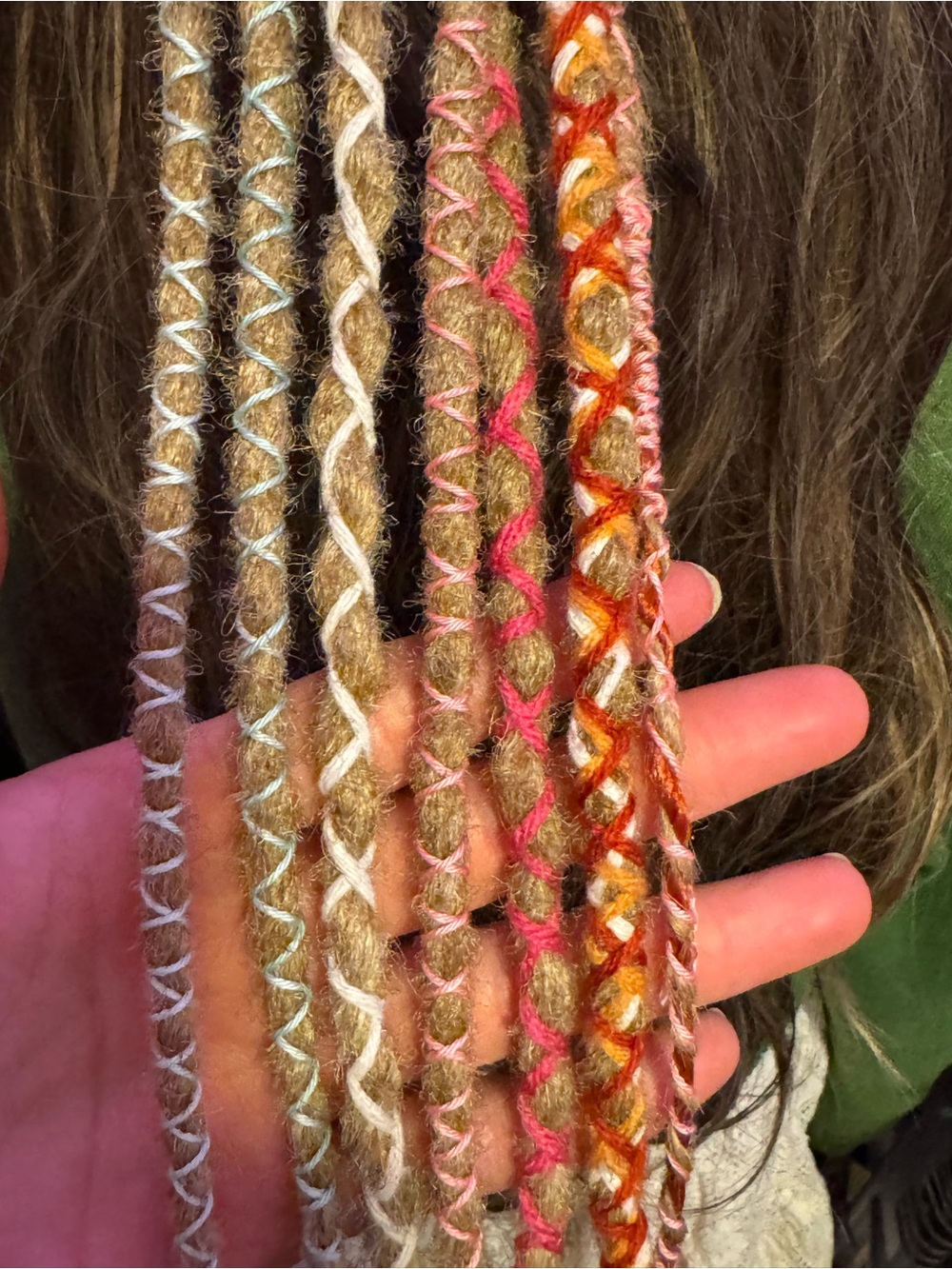 Boho Wrapped Hair Extensions in Natural Brown with Blonde & Warm Tones - Picture 6 of 8